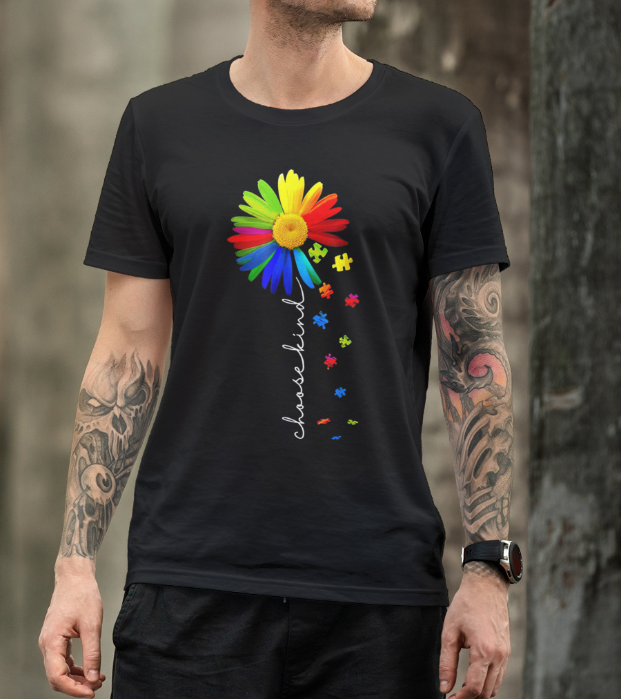 Choose Kind Autism Awareness Daisy Flower Warrior T-Shirt