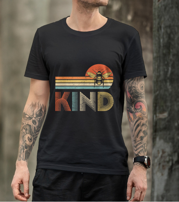 Vintage Bee Kind Retro Stripes Kindness T-Shirt