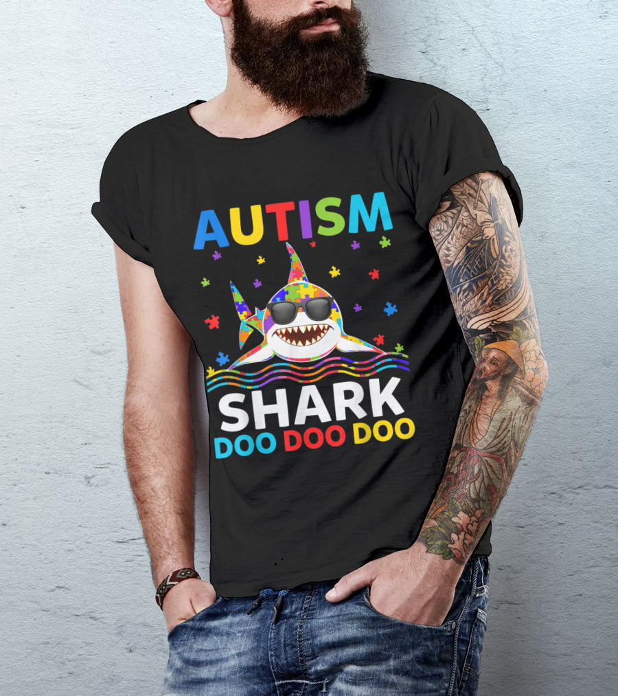Autism Puzzle Shark Doo Doo Doo Awareness Day T-Shirt