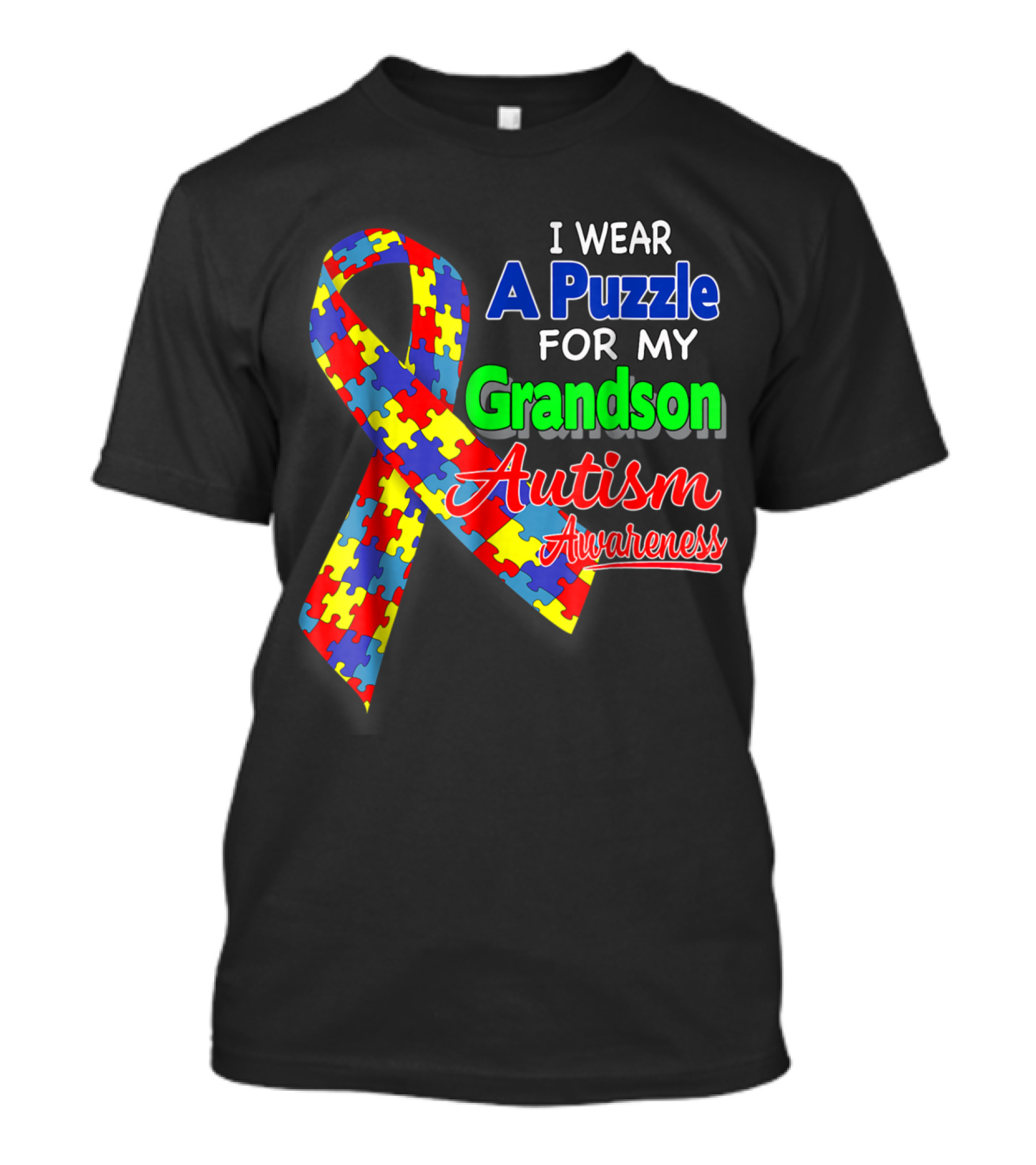 I Wear A Puzzle For My Grandson Autism Awareness T-Shirt