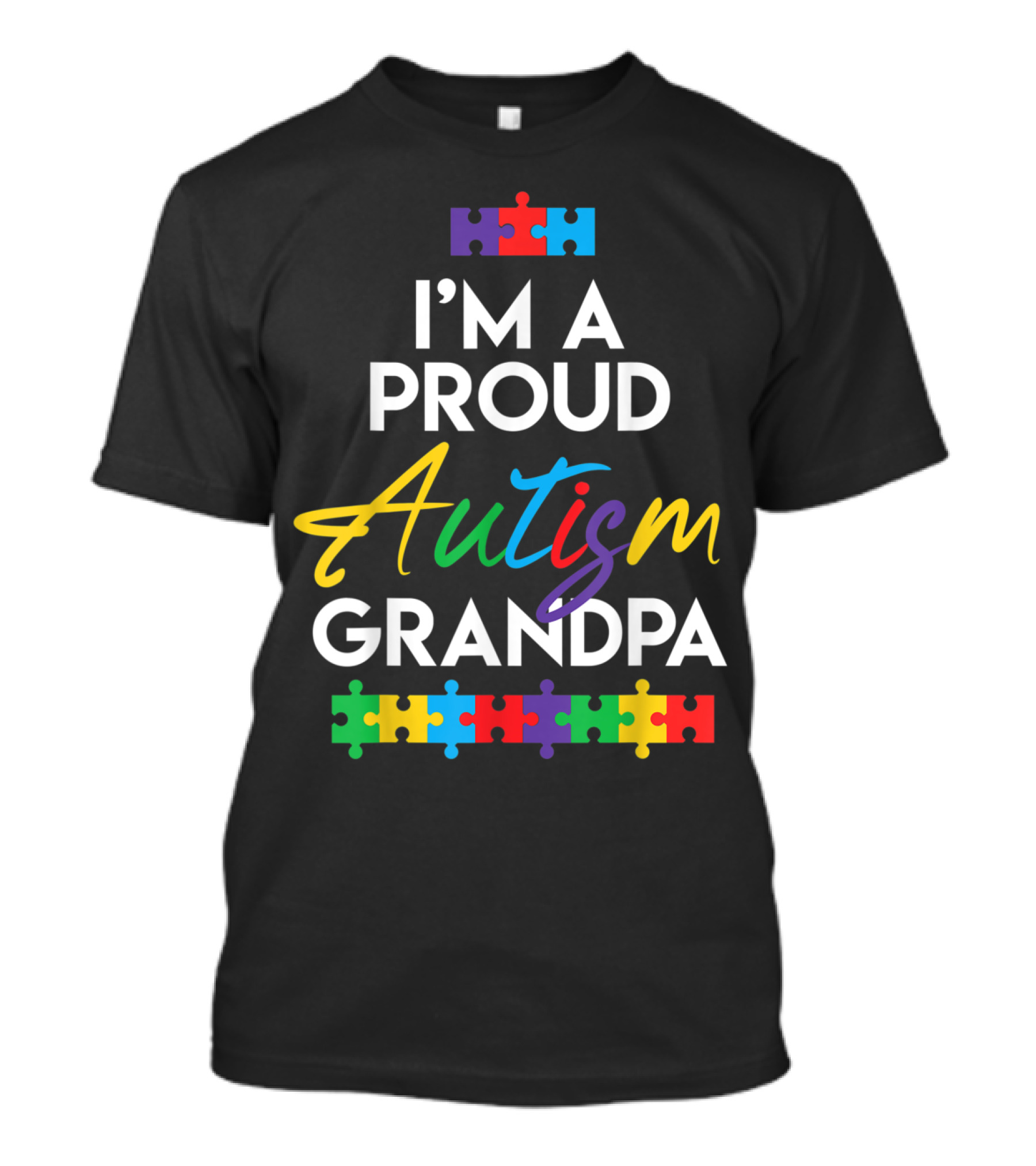 I'm A Proud Autism Grandpa Puzzle Pieces T-Shirt