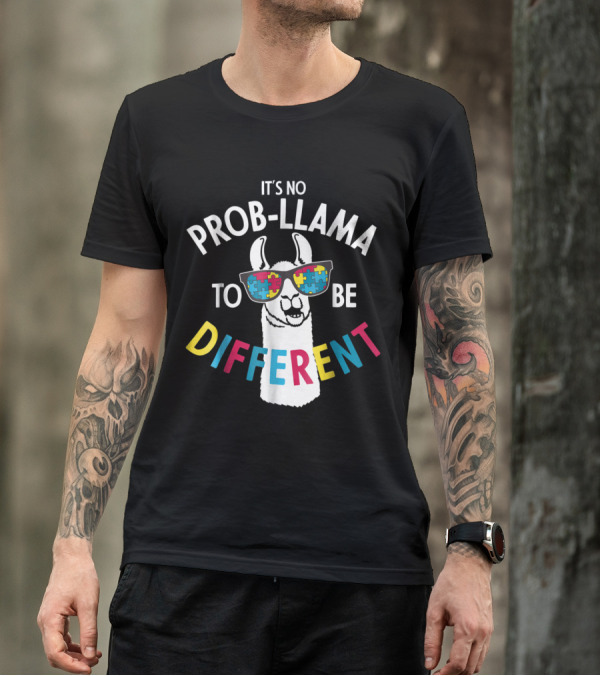 It's No Prob Llama To Be Different Autism Puzzle Sunglasses T-Shirt