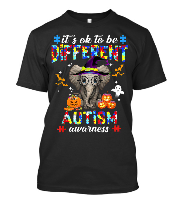 It's Ok To Be Different Elephant Halloween Autism Awareness T-Shirt