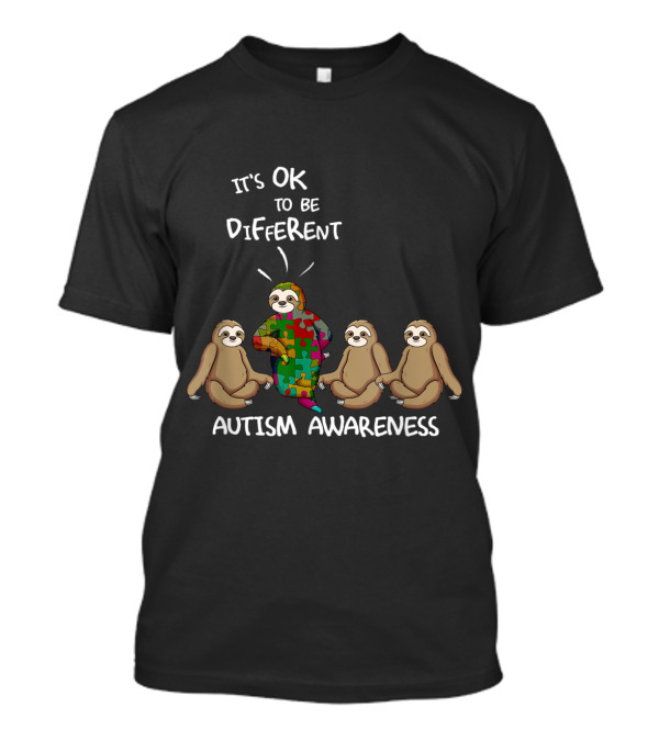 It's OK To Be Different Sloth Puzzle Autism Awareness T-Shirt