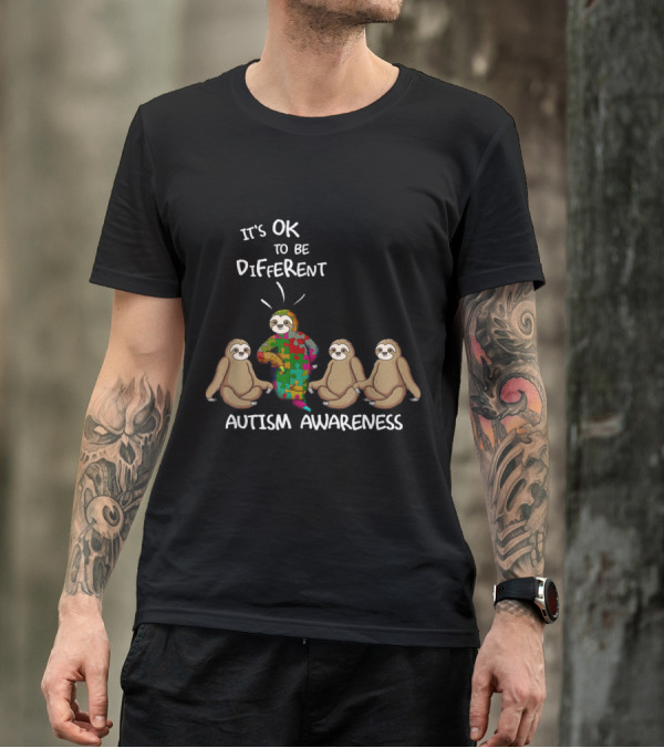 It's OK To Be Different Sloth Puzzle Autism Awareness T-Shirt