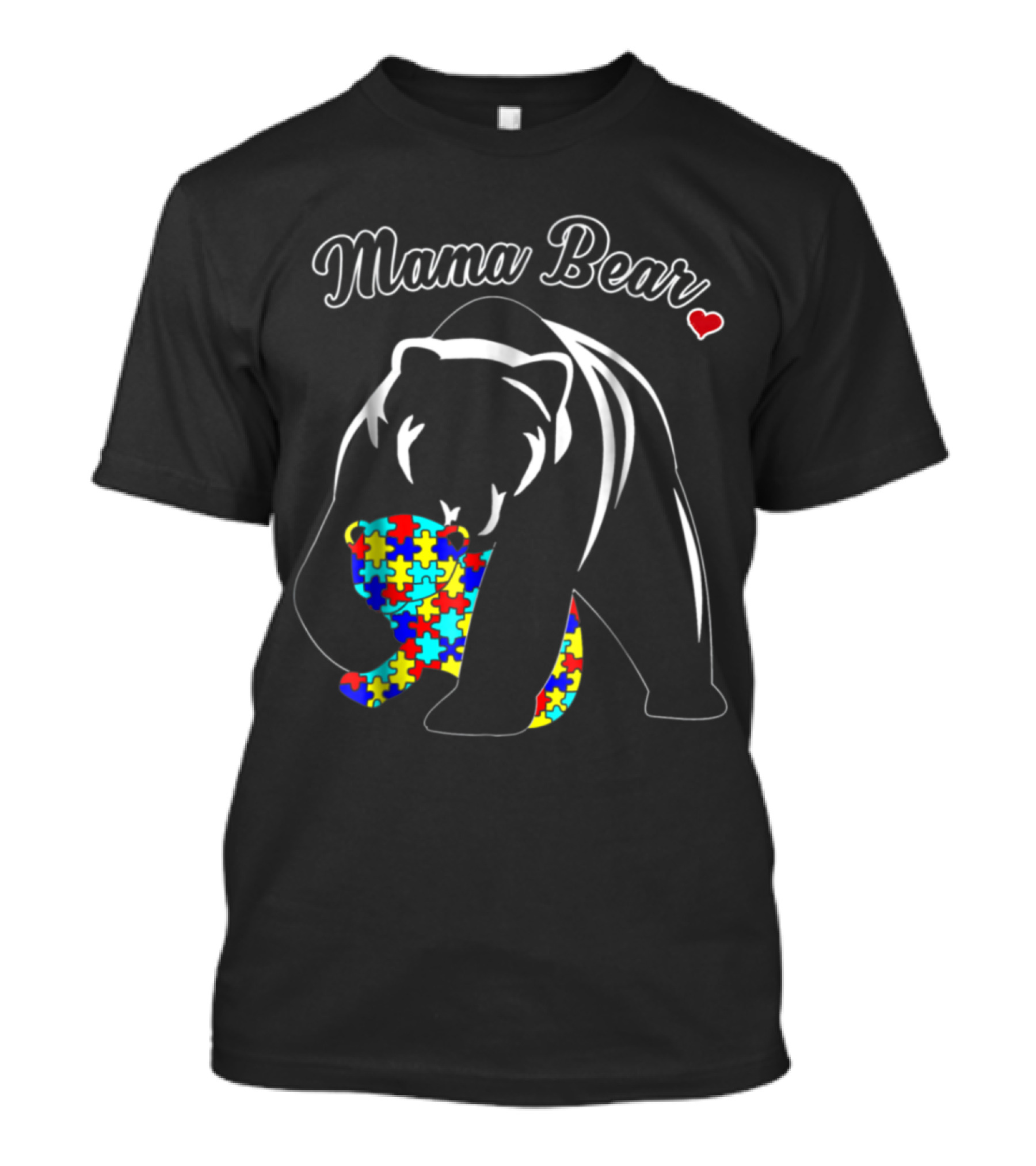 Mama Bear Autism Awareness Puzzle Heart T-Shirt