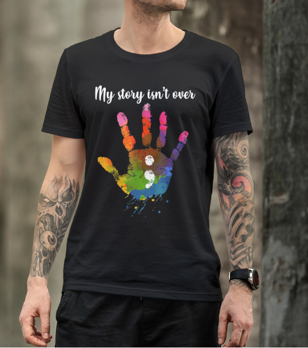 My Story Isn't Over Semicolon Handprint Mental Health Awareness T-Shirt