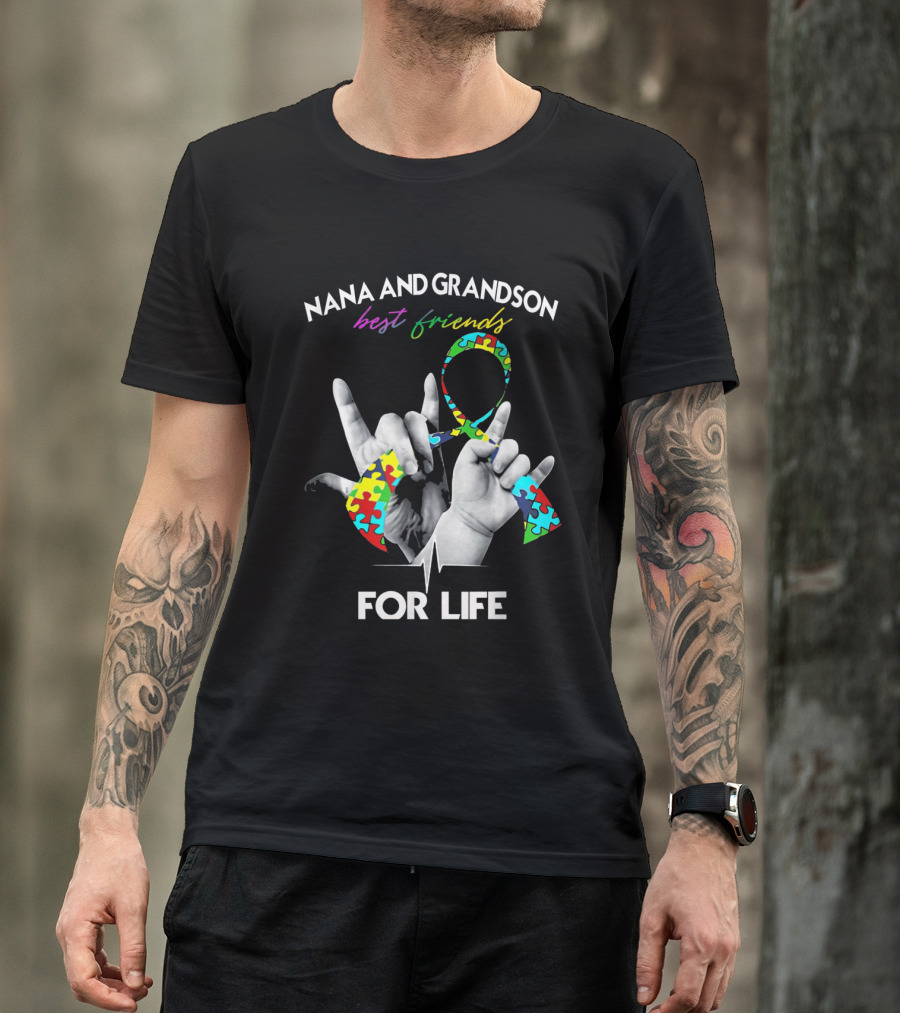 Nana And Grandson Best Friends Autism Awareness For Life T-Shirt