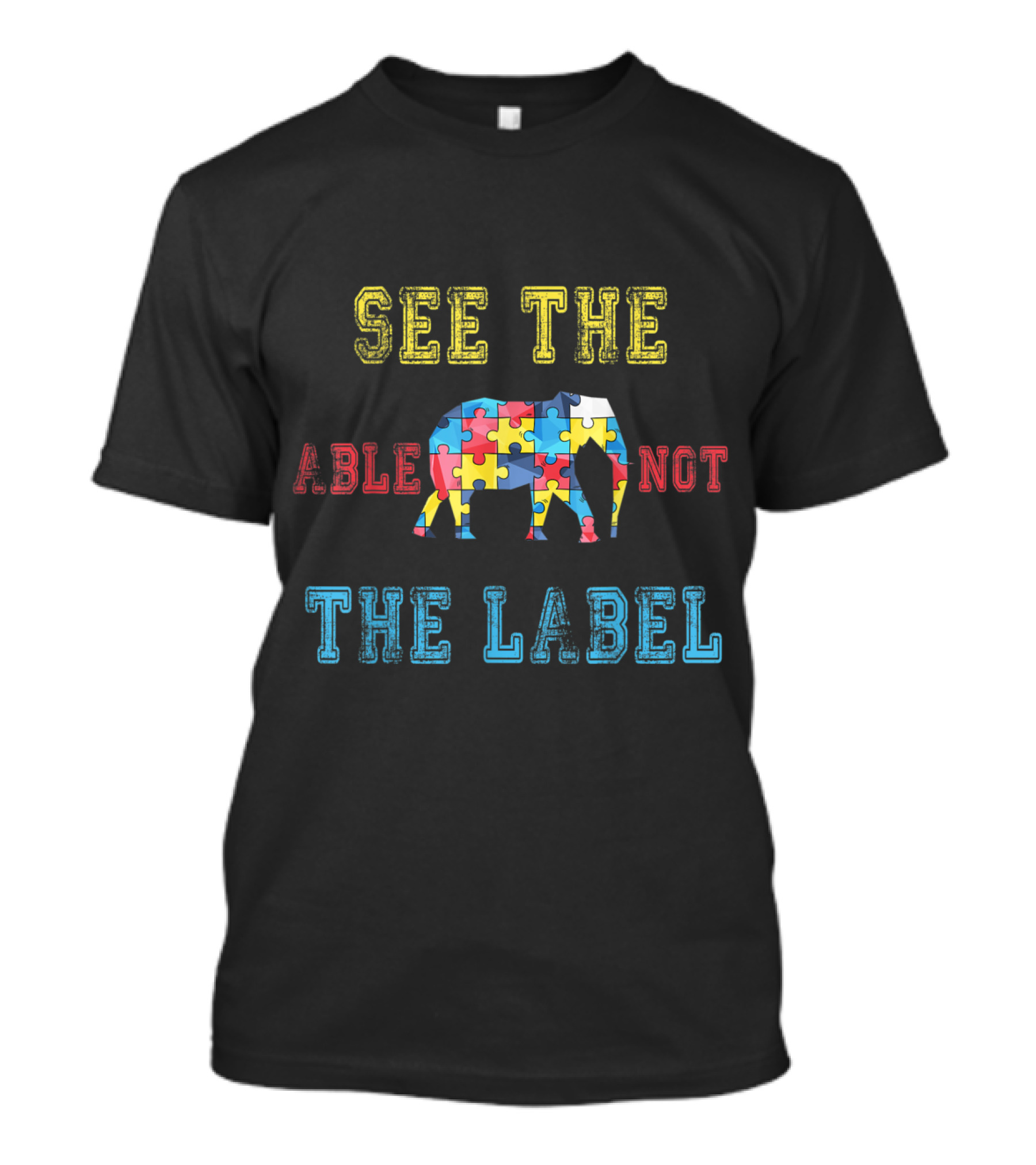See The Able Not The Label Autism Awareness Elephant Puzzle T-Shirt
