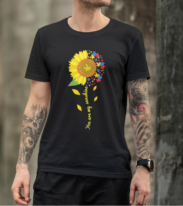 You Are My Sunshine Sunflower Puzzle Autism Awareness T-Shirt