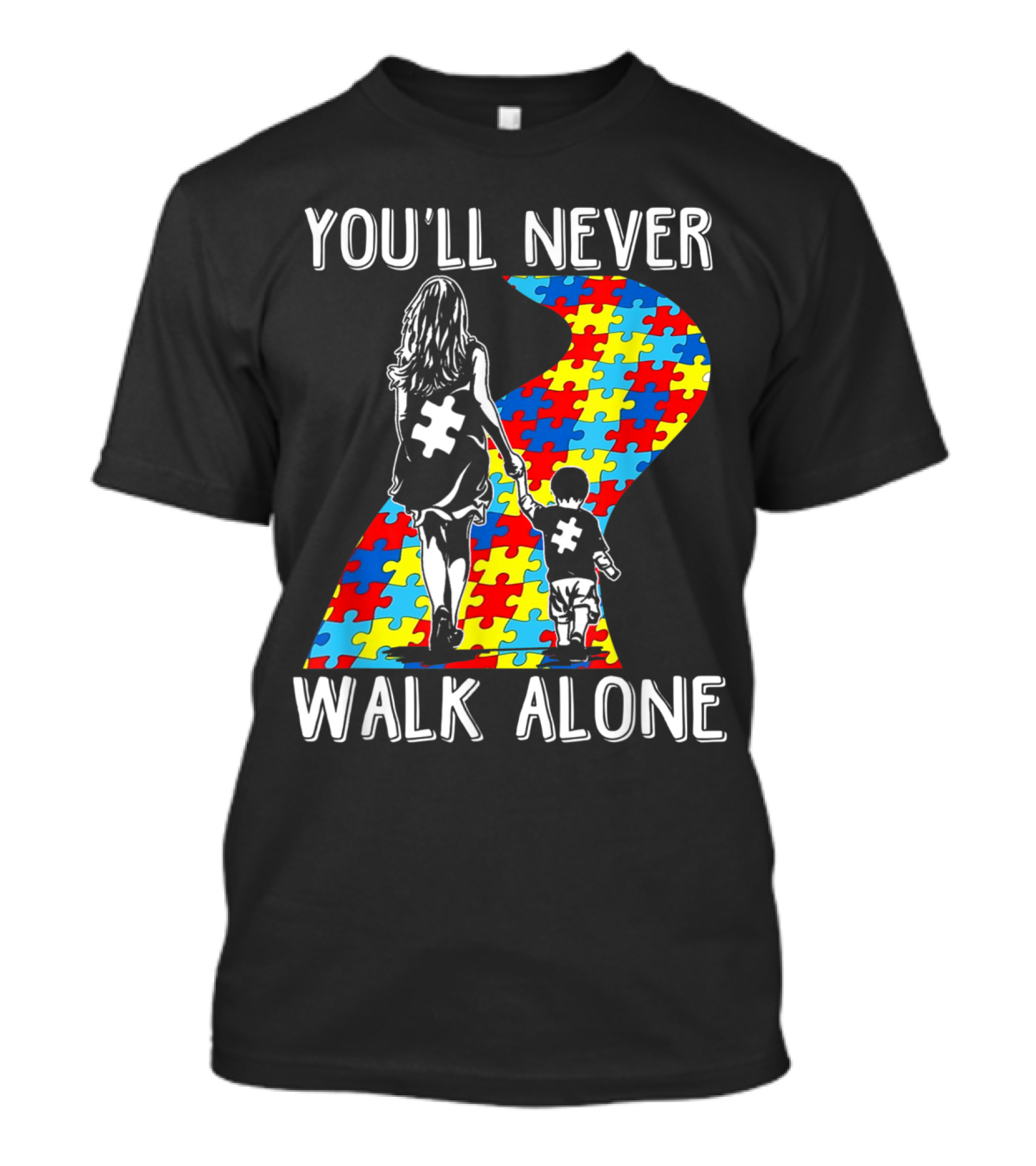 You'll Never Walk Alone Autism Awareness Month Puzzle Path T-Shirt