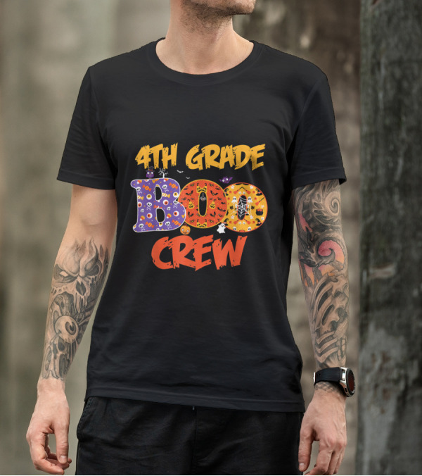 4th Grade Boo Crew Teacher Halloween Ghosts Spiderwebs T-Shirt