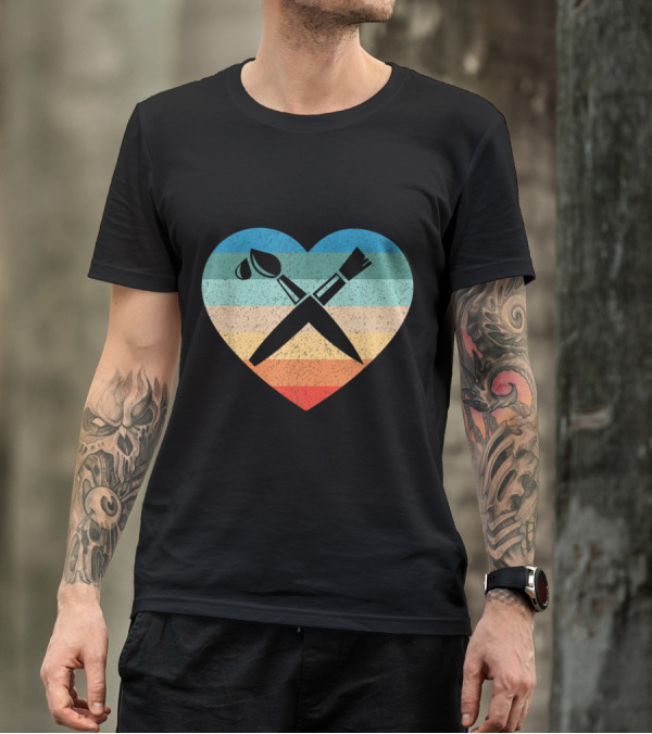 Artist Teacher Heart Palette Brush T-Shirt