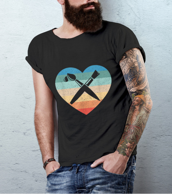 Artist Teacher Heart Palette Brush T-Shirt