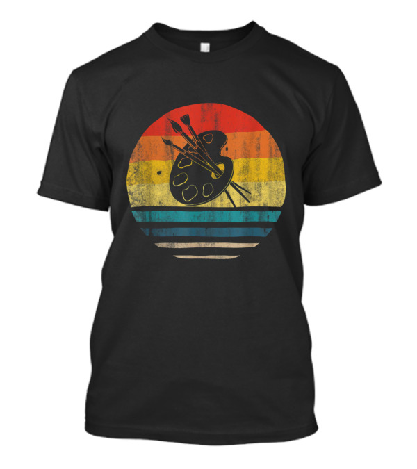 Artist Teacher Vintage Paint Palette Retro Stripes T-Shirt