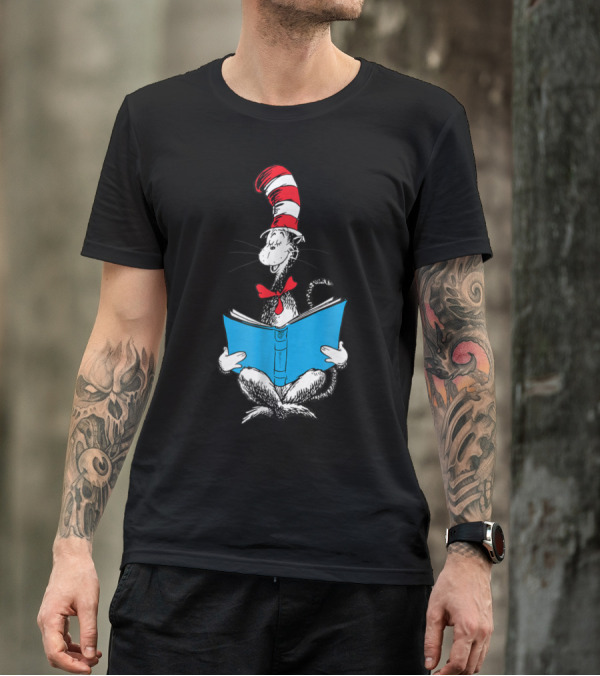 Dr. Seuss Cat In Hat Reading Book T-Shirt