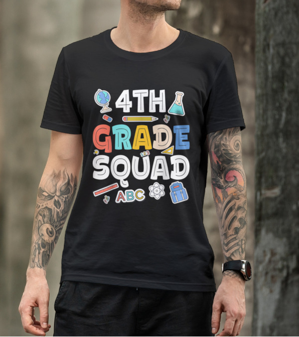4th Grade Squad Graduation ABC Science Icons T-Shirt