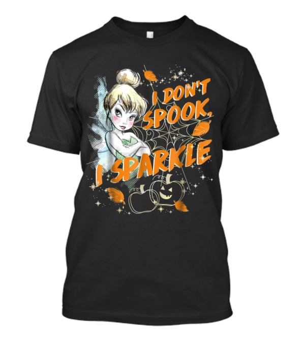 Disney Tinkerbell Halloween I Don't Spook, I Sparkle Pumpkin Leaves T-Shirt
