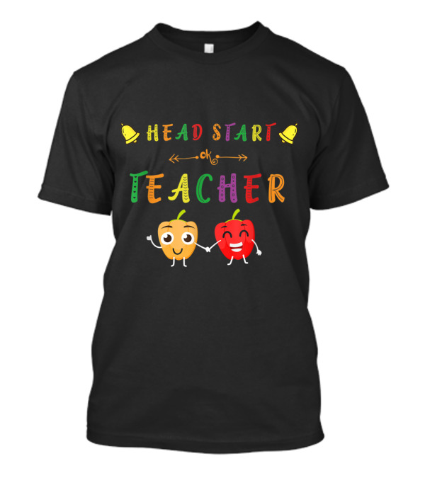 Head Start Teacher Back To School With Smiling Apple And Bell Icons T-Shirt