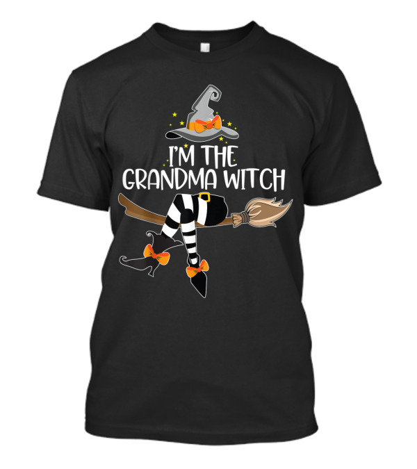 I'm The Grandma Witch Halloween Matching Group Hat Broomstick Boots Stars T-Shirt