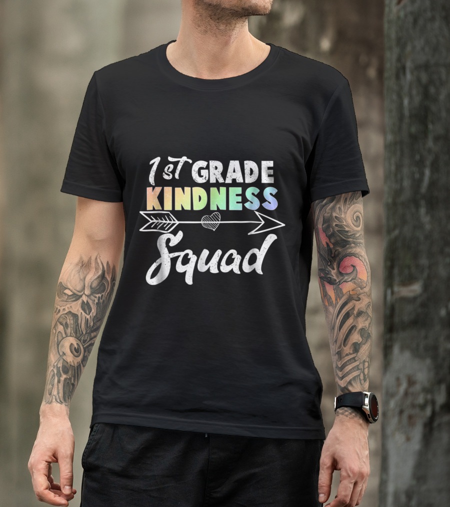 1st Grade Kindness Squad Rainbow Arrow Heart T-Shirt