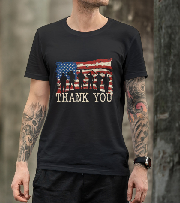 American Flag Thank You Veterans T-Shirt