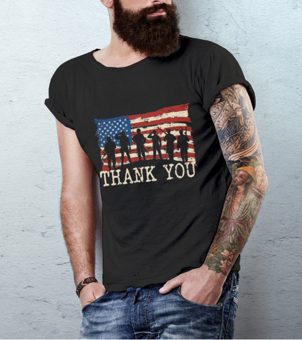 American Flag Thank You Veterans T-Shirt