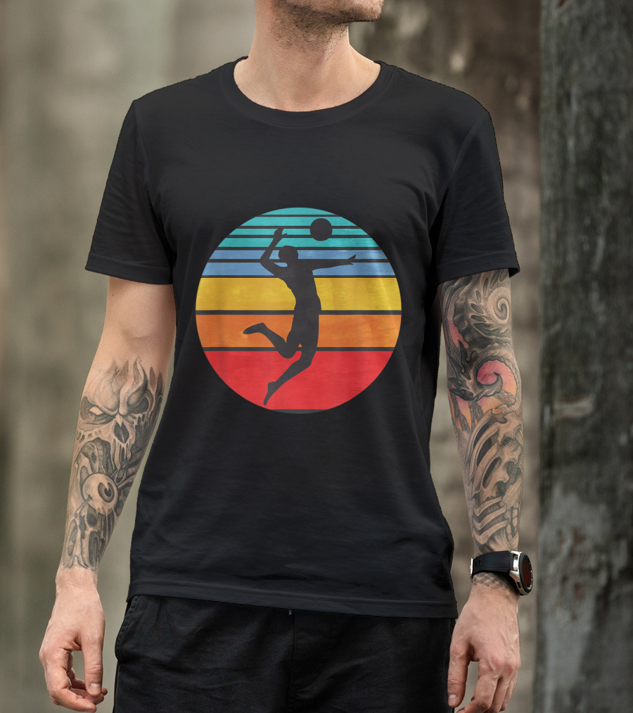 Beach Volleyball 70s 80s Vintage Player Coach Retro Stripes T-Shirt