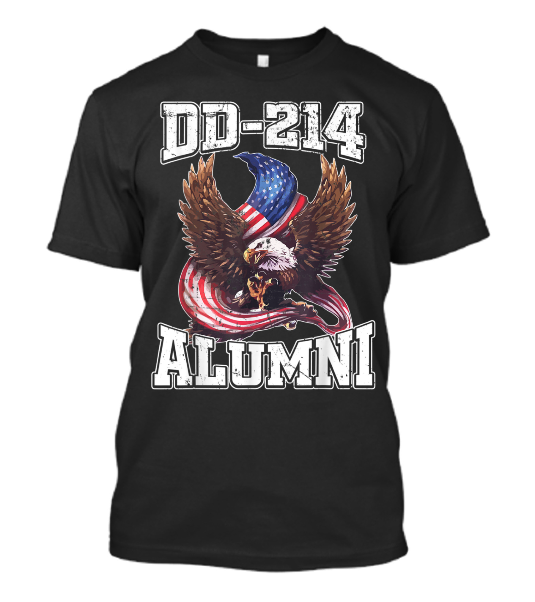 DD-214 Alumni Military Veteran With American Flag And Eagle T-Shirt