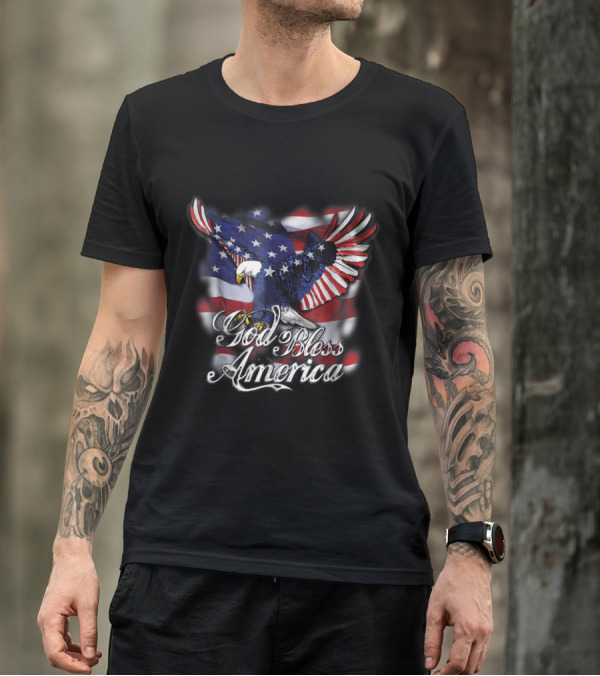 God Bless America Eagle With American Flag Wings T-Shirt