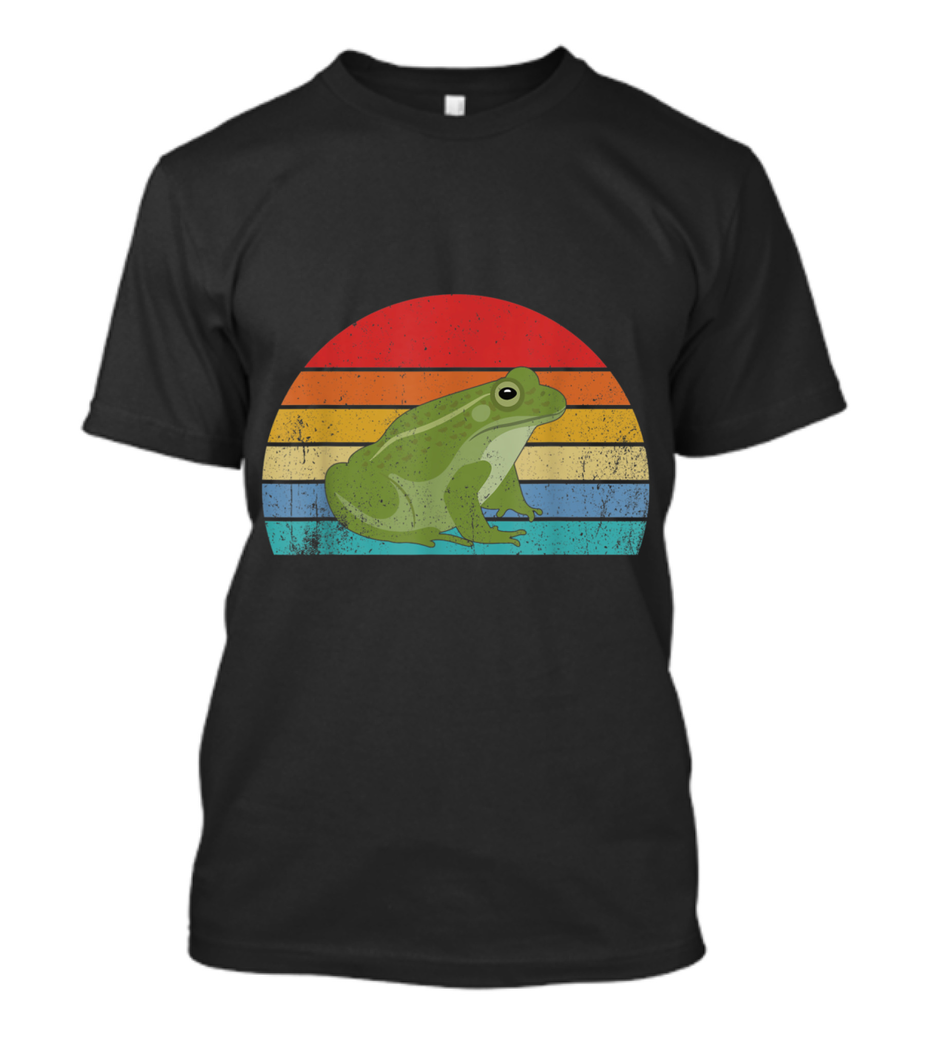 Frog Vintage Animal Retro Sunset Stripes T-Shirt