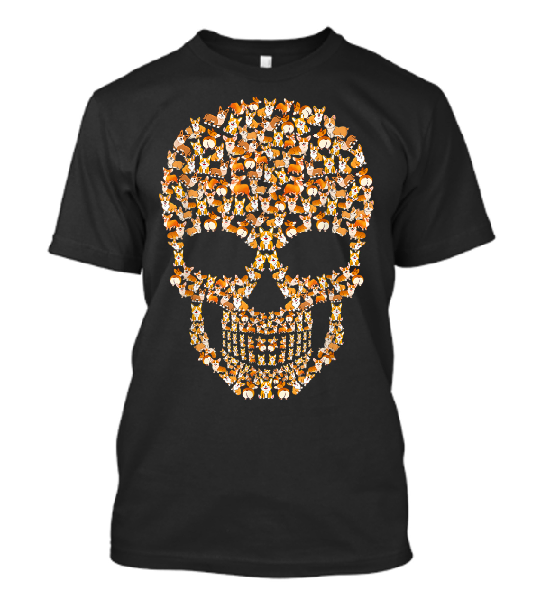 Funny Corgi Skull Pattern With Cute Dog Faces T-Shirt
