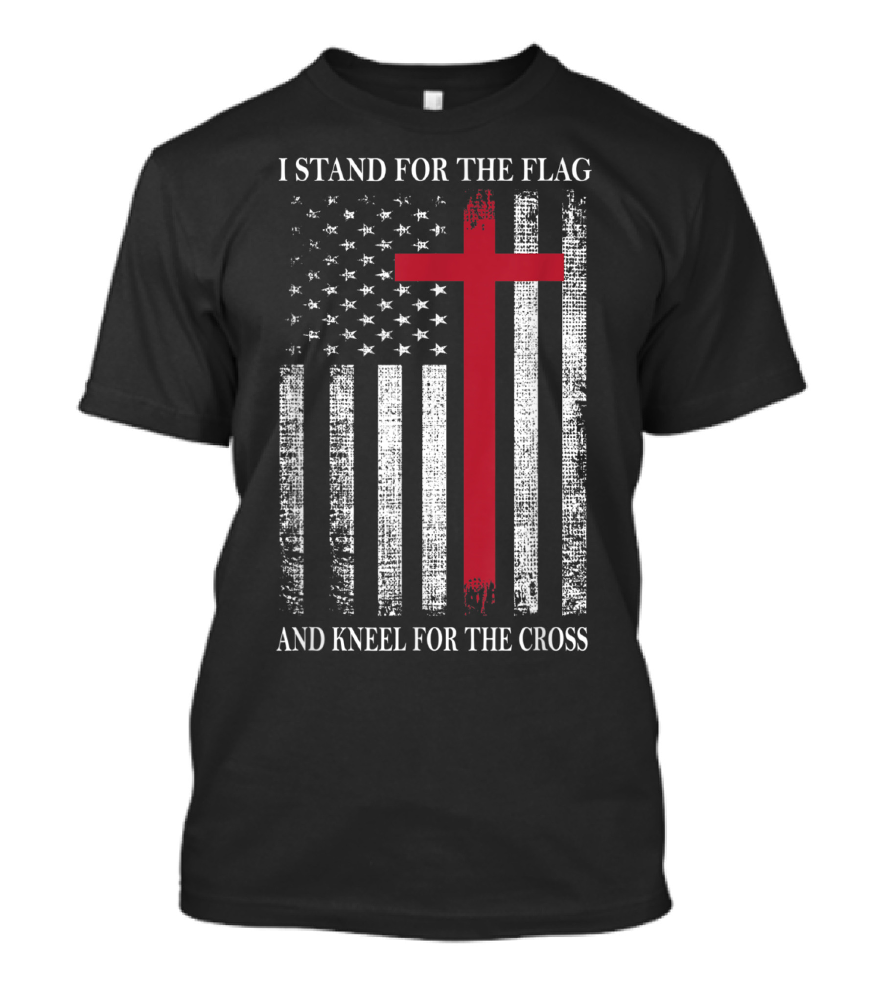I Stand For The Flag USA Kneel For The Cross American Flag Red Christian T-Shirt