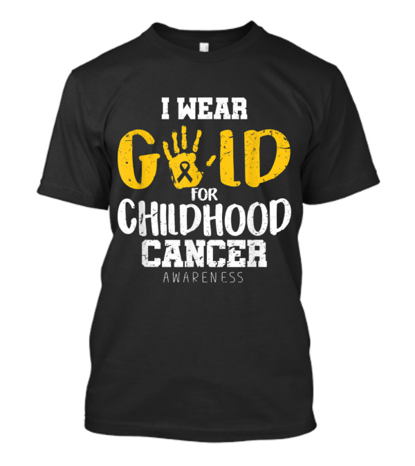I Wear Gold Handprint Ribbon For Childhood Cancer Awareness T-Shirt