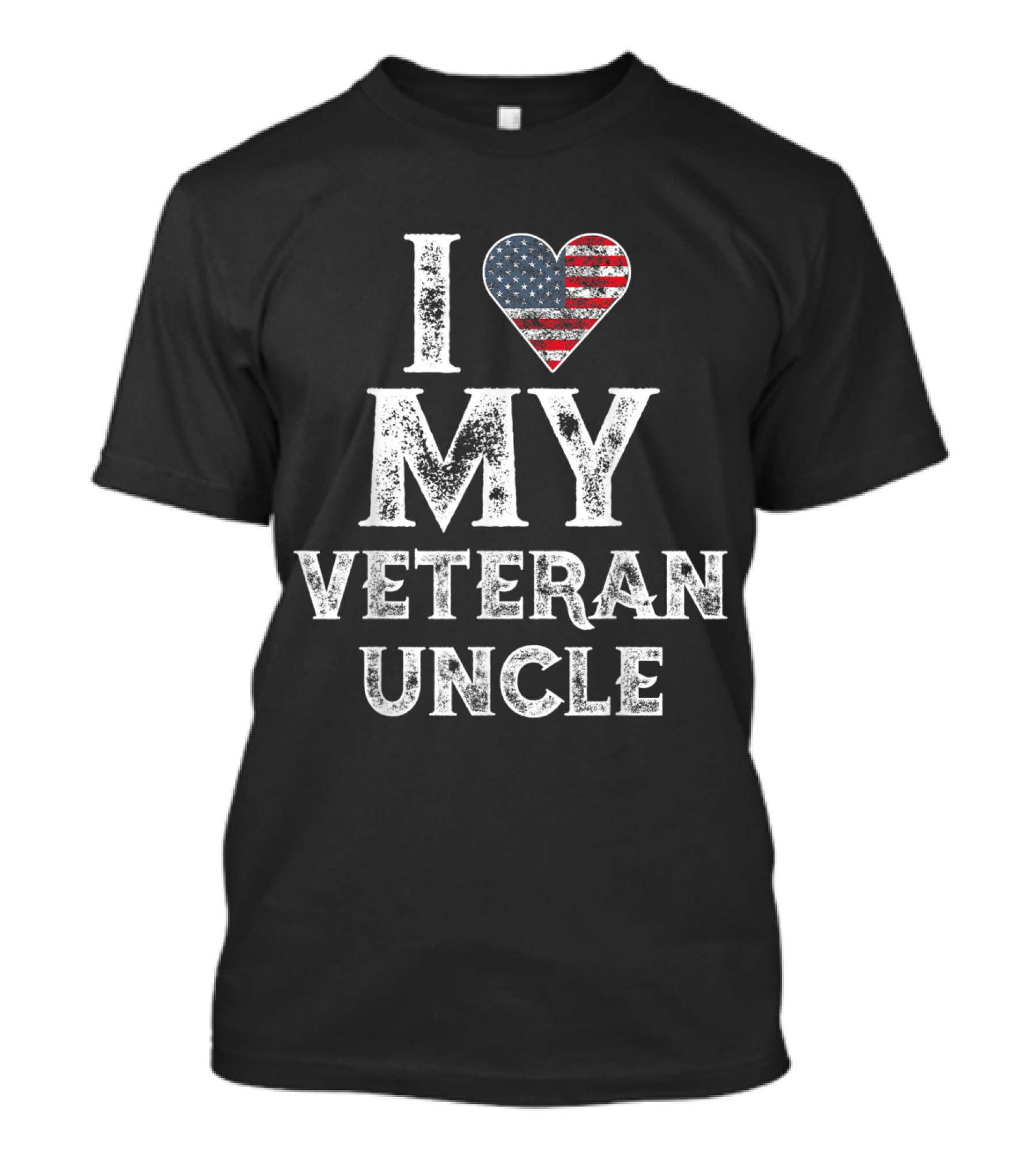 I Love My Veteran Uncle American Flag Heart Vintage Veteran's Day T-Shirt