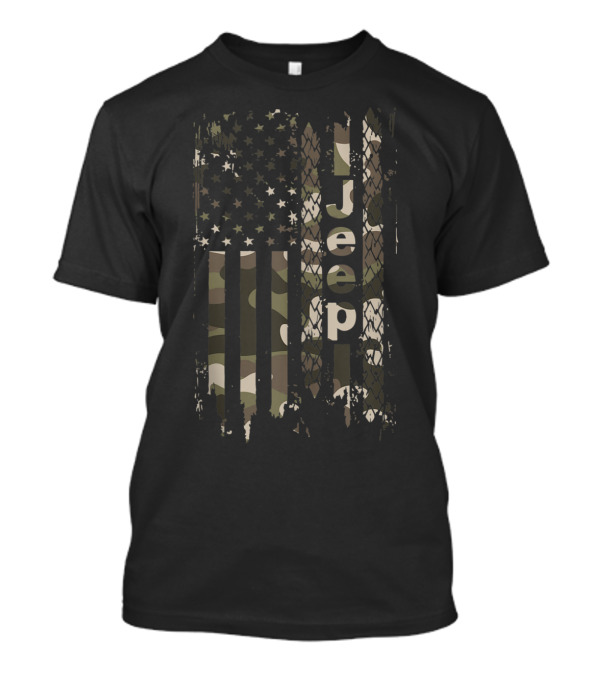 Jeep American Flag Camo Stripes Jeep T-Shirt