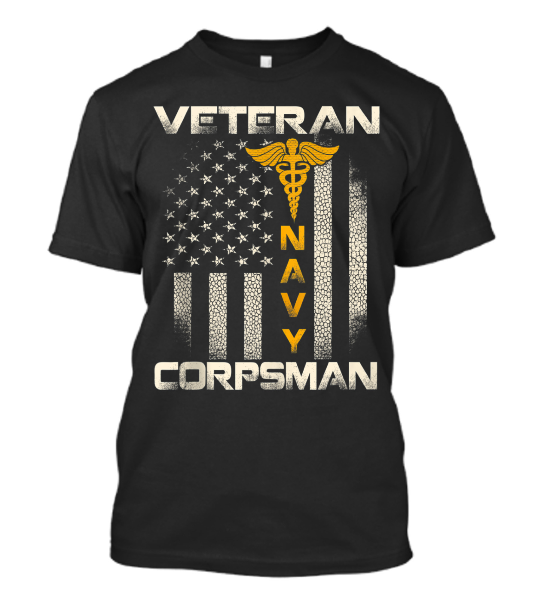 Veteran Navy Corpsman American Flag Caduceus Emblem T-Shirt