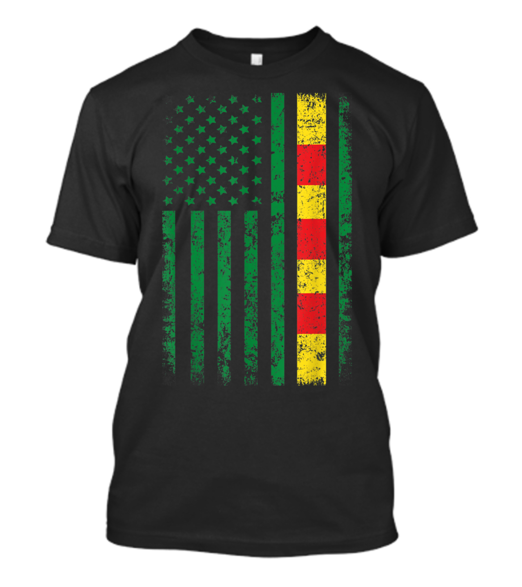 Proud Vietnam Veteran Green Grunge American Flag T-Shirt