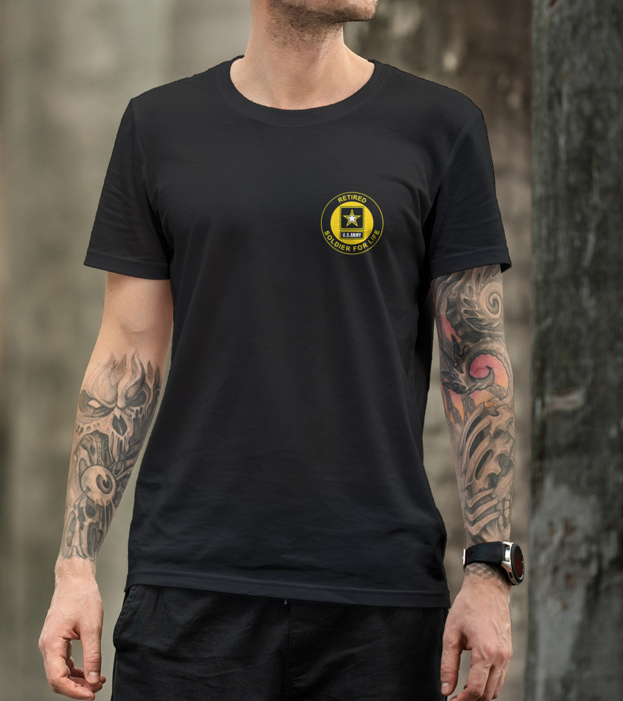 Retired U.S. Army Soldier For Life Veteran Star Emblem T-Shirt