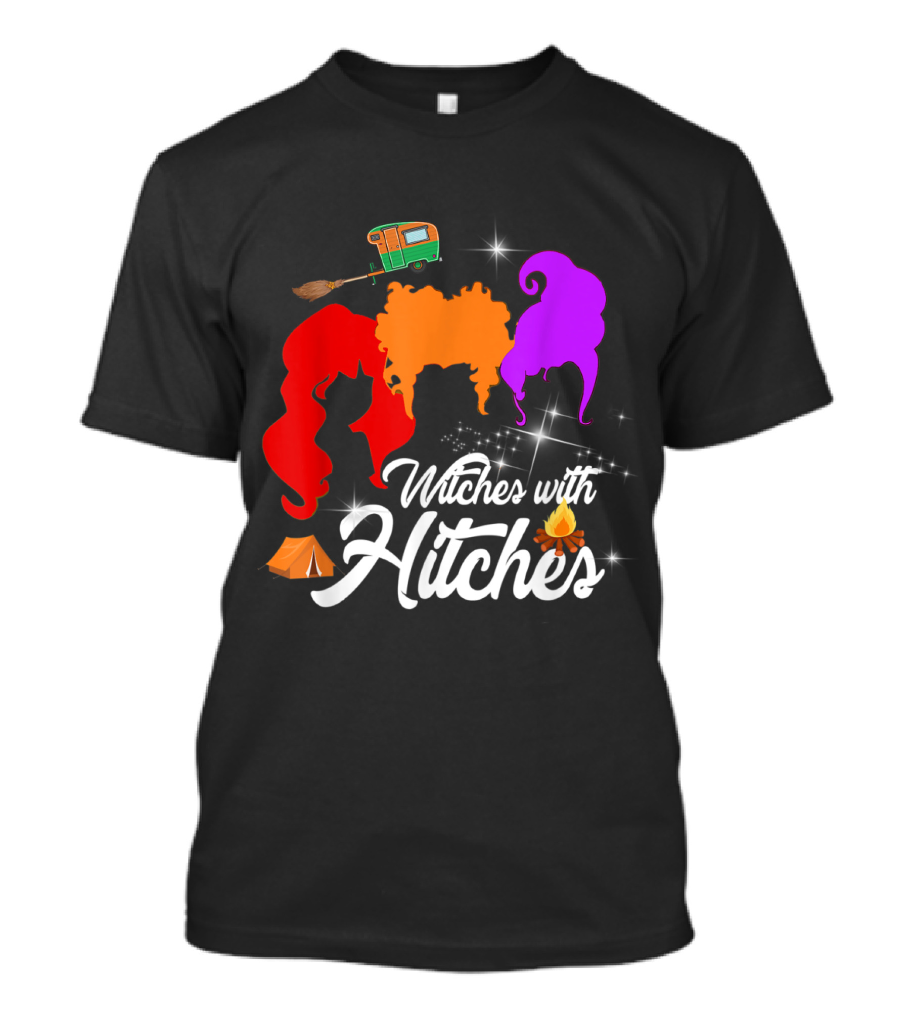 Witches With Hitches Halloween Camper Inspired Costume With Colorful Hair T-Shirt