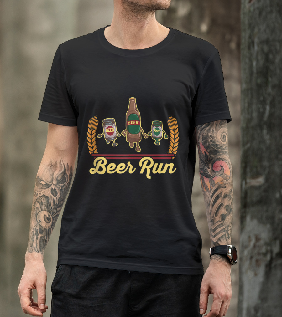Funny Beer Running BEER RUN Athletic Race T-Shirt