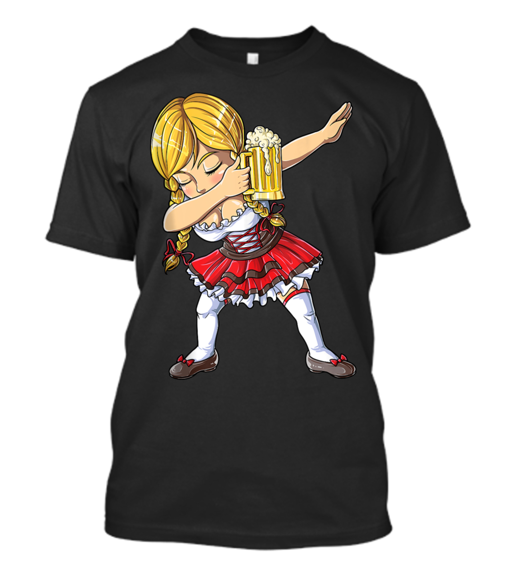 Oktoberfest Dirndl Dabbing German Girl With Beer Mug T-Shirt
