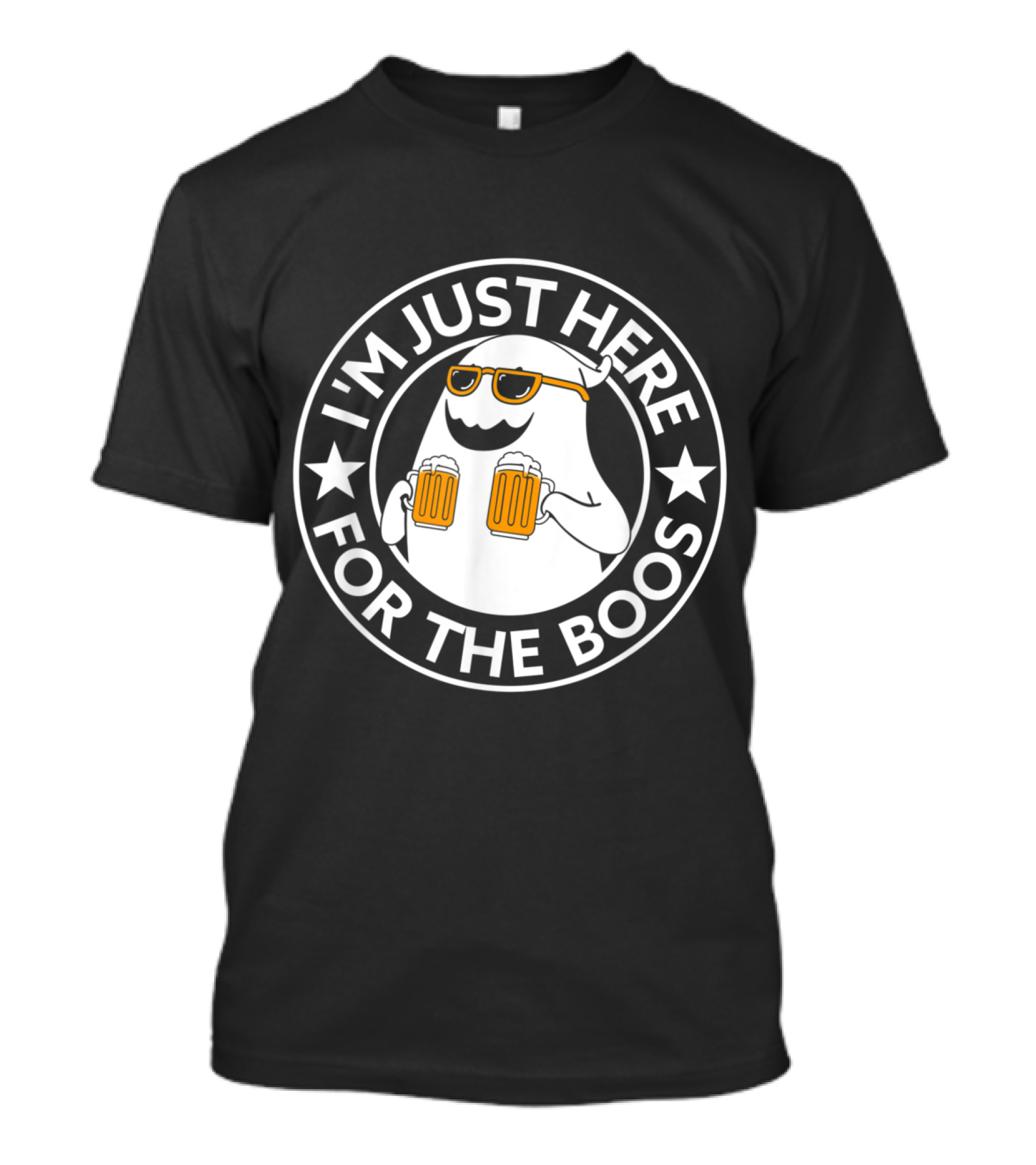 I'm Just Here For The Boos Funny Halloween Costume Ghost With Beer And Sunglasses T-Shirt