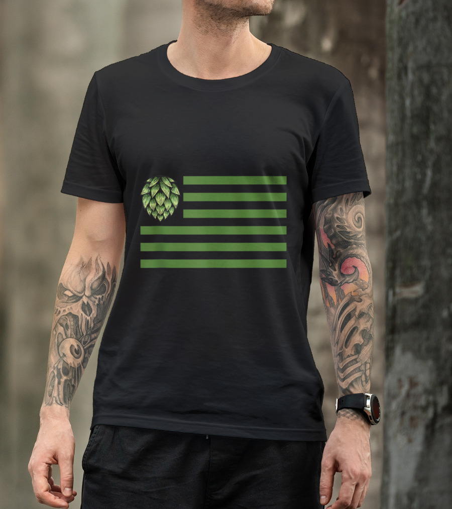 Green Hop Flag Craft Beer Enthusiast Tank Top For Beer Lovers T-Shirt