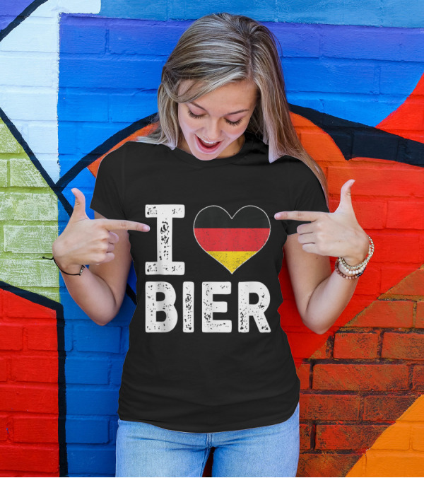I Love Bier Heart Germany Flag Oktoberfest Drinking T-Shirt