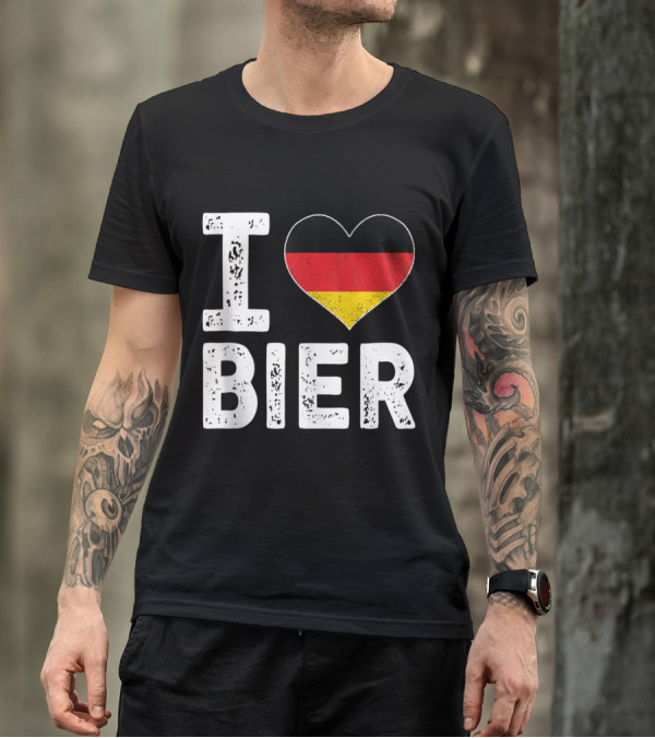 I Love Bier Heart Germany Flag Oktoberfest Drinking T-Shirt