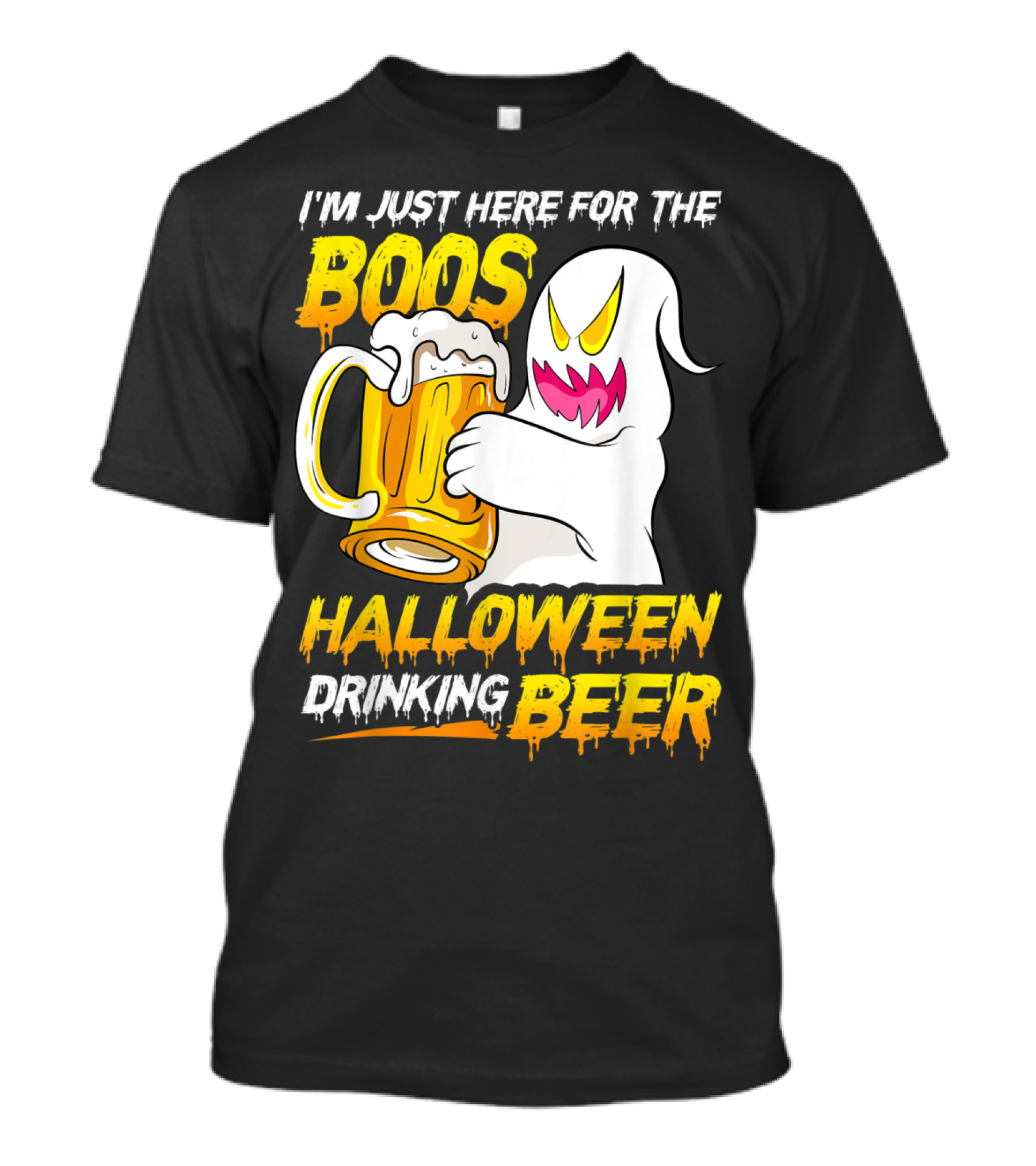 I'm Just Here For The Boos Halloween Drinking Beer Ghost With Mug T-Shirt