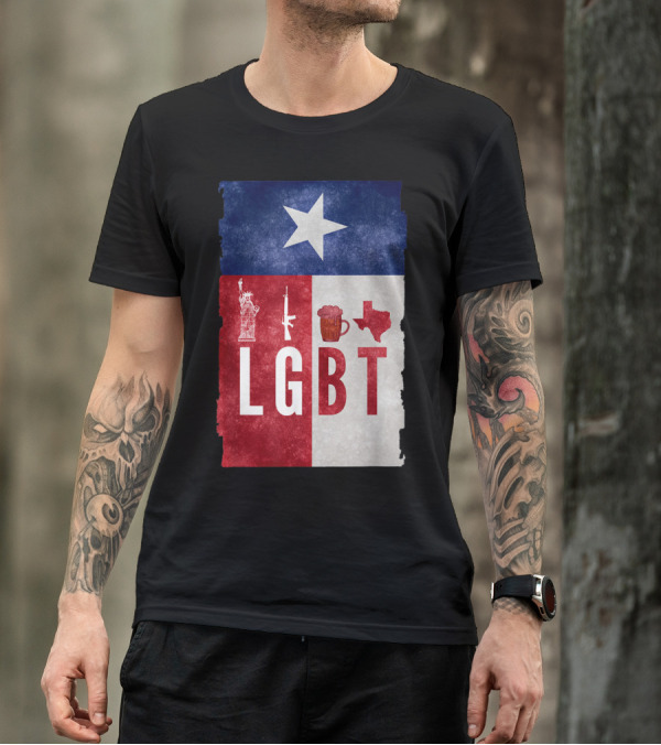 Liberty Guns Beers Texas Flag Star Statue Rifle Mug Map T-Shirt