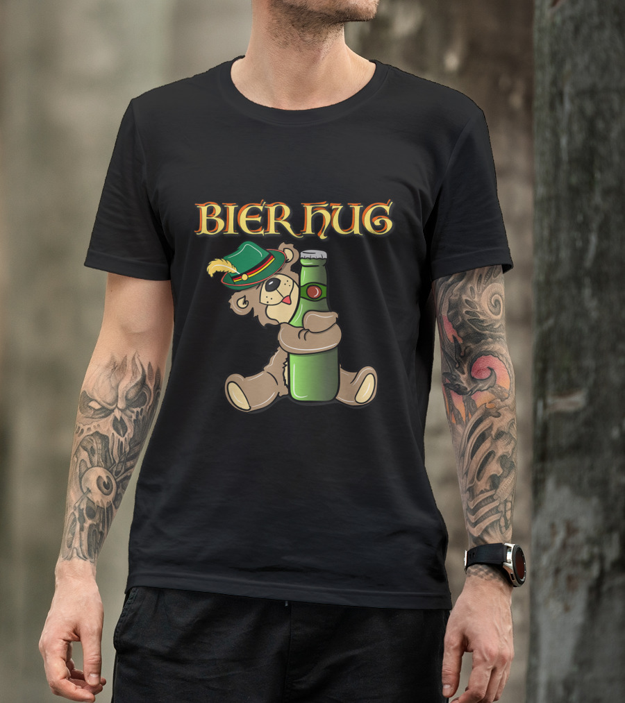 Bier Hug Oktoberfest Teddy With Beer Bottle And Bavarian Hat T-Shirt