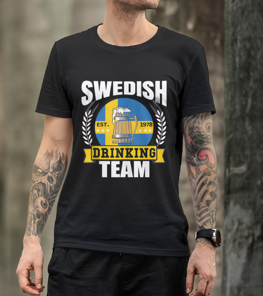 Swedish Drinking Team Beer Party Sweden Flag Est. 1978 T-Shirt